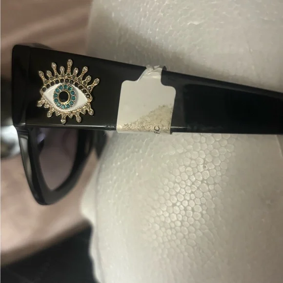 Kurt Geiger Black Sunglasses with Eye Details - Picture 4 of 6